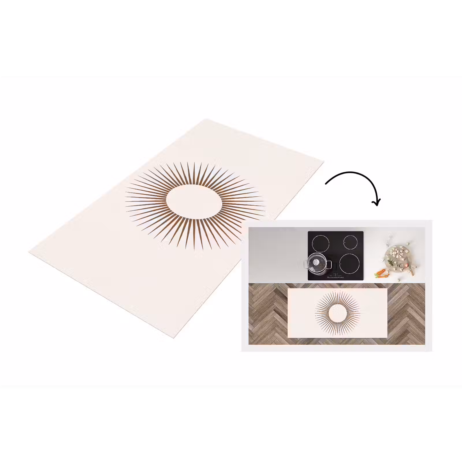 Keukenloper - Abstract - Zon - Symbool - Modern - Beige — 1