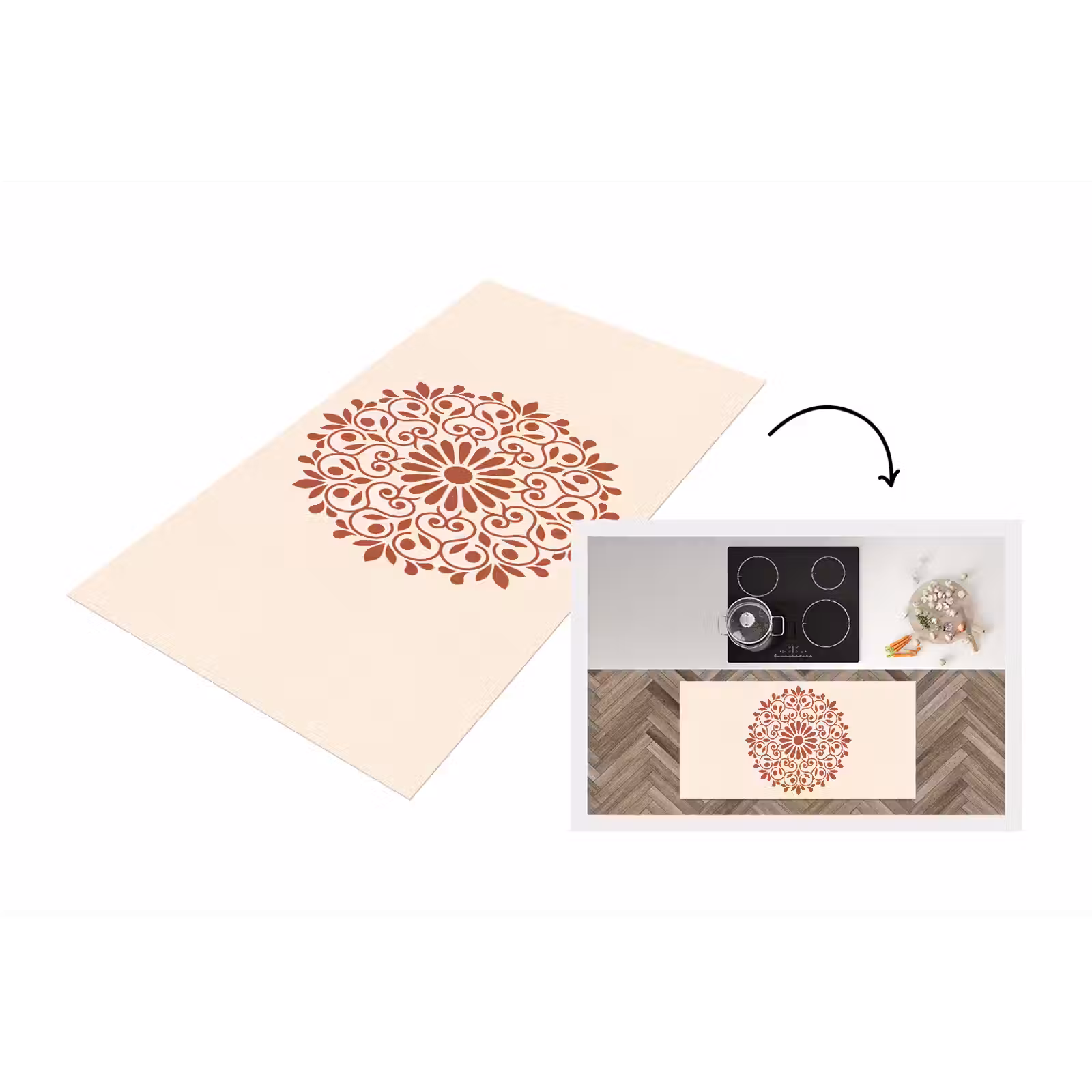 Keukenloper - Decoratie - Cirkel - Symmetrisch - Modern - Roodbruin — 1