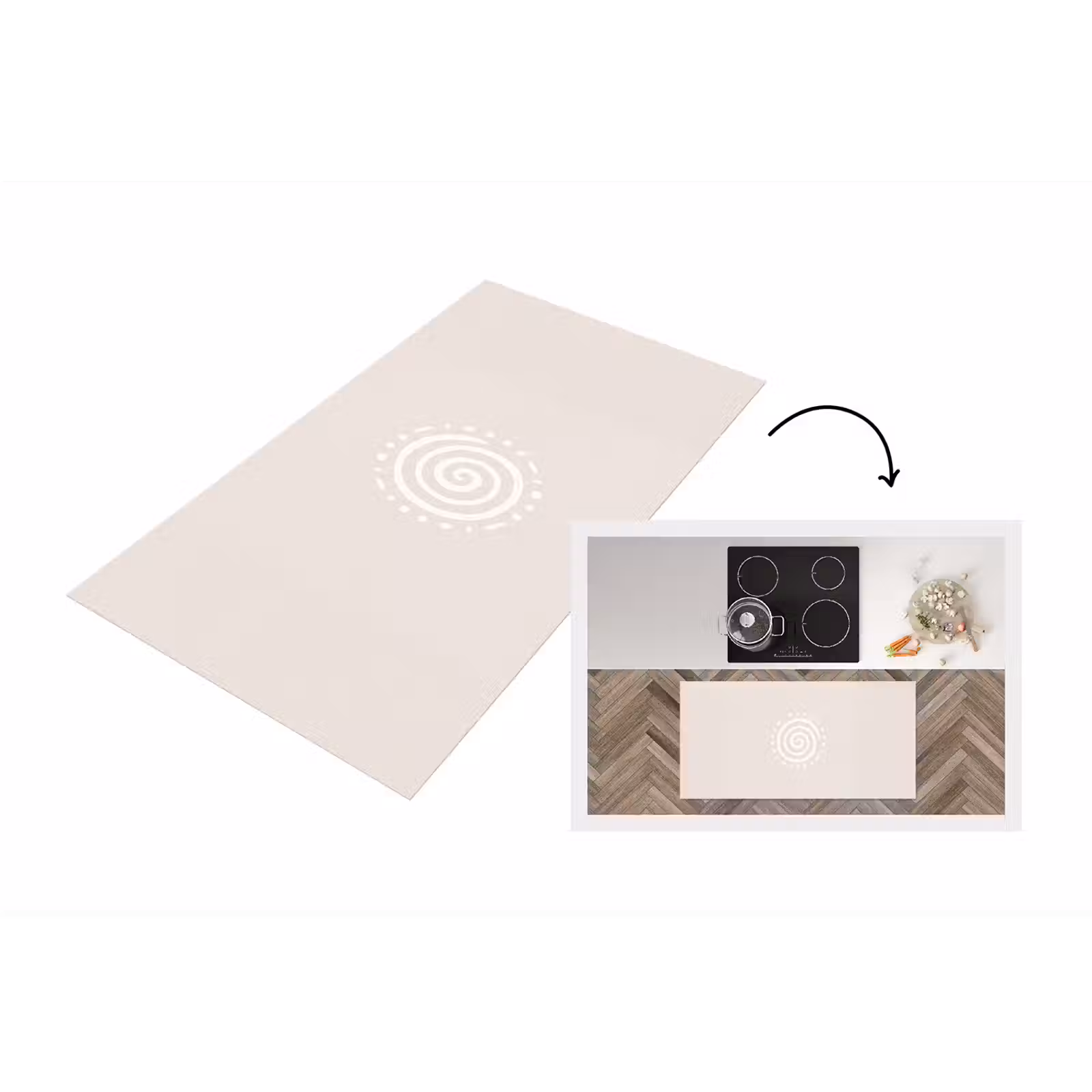 Keukenloper - Symbool - Spiraal - Abstract - Minimalistisch - Beige — 1