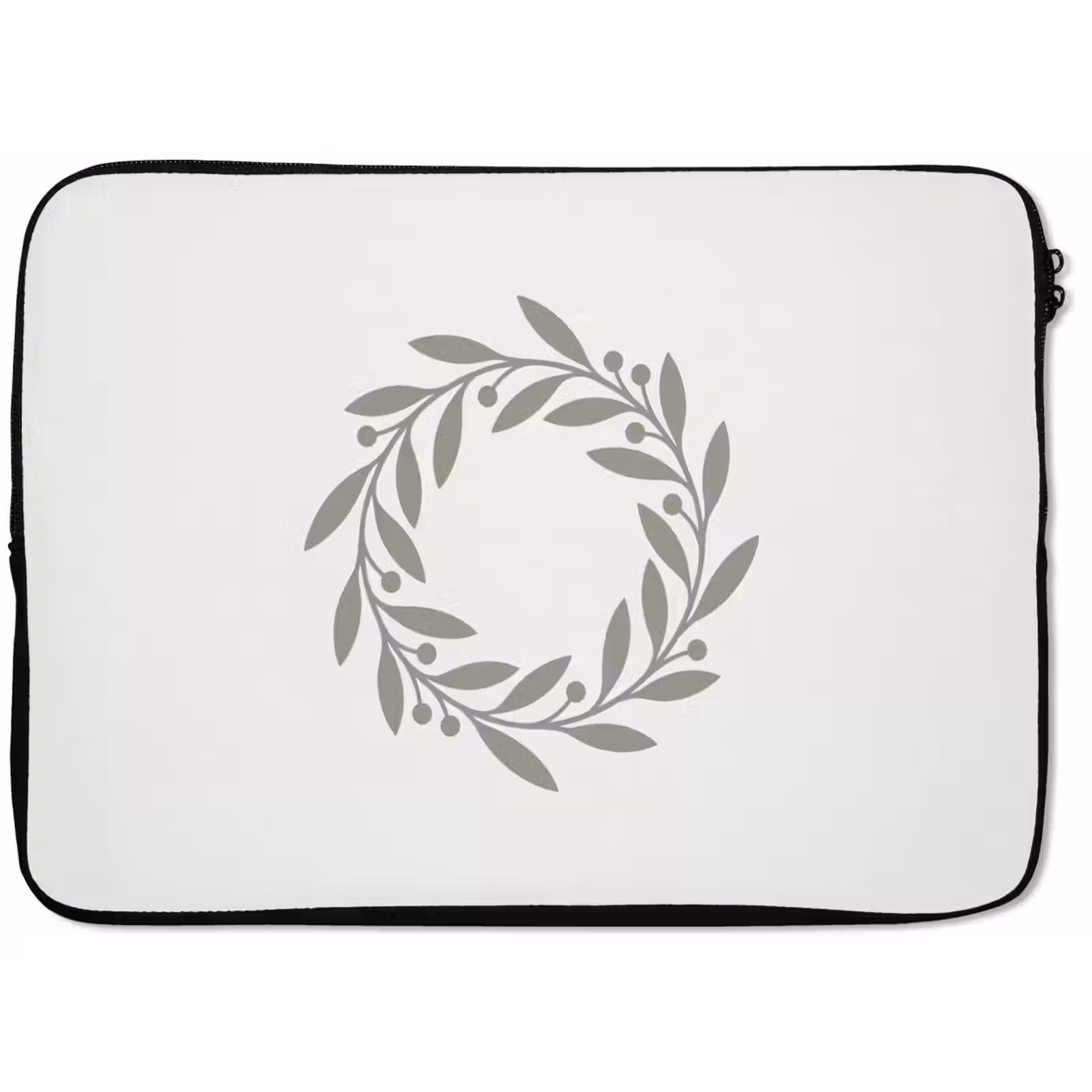 Laptophoes - Krans - Bladeren - Natuur - Minimalistisch - Grijs — 1
