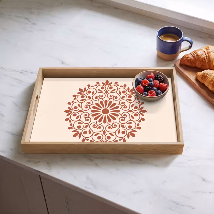 Dienblad - Decoratie - Cirkel - Symmetrisch - Modern - Roodbruin — 4