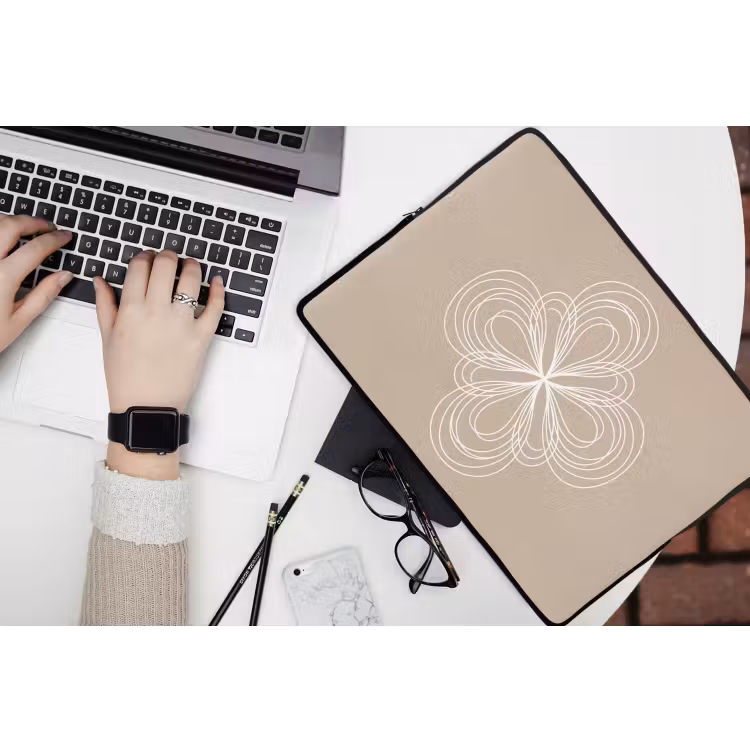 Laptophoes - Patroon - Lijnen - Abstract - Minimalistisch - Beige — 3