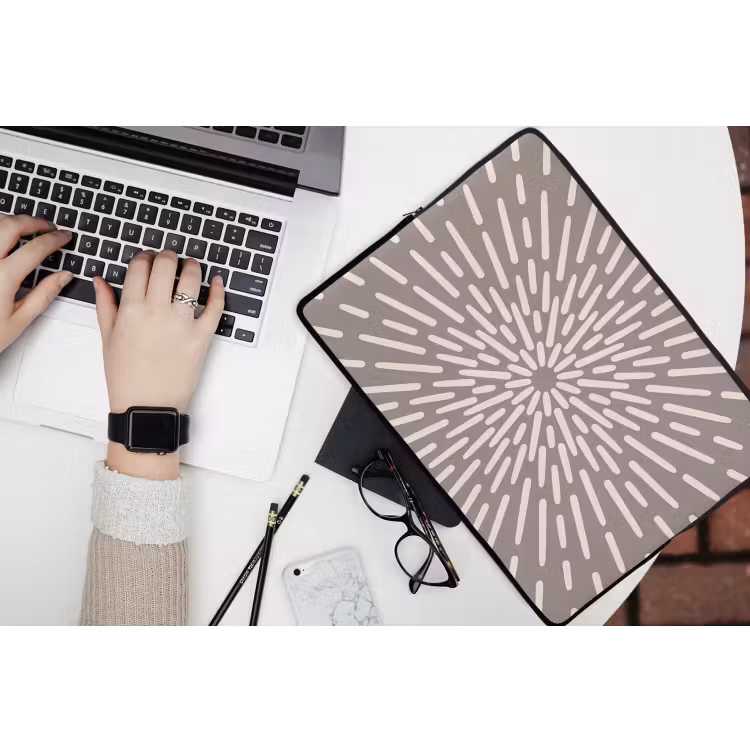 Laptophoes - Patroon - Stralen - Abstract - Modern - Grijs — 3