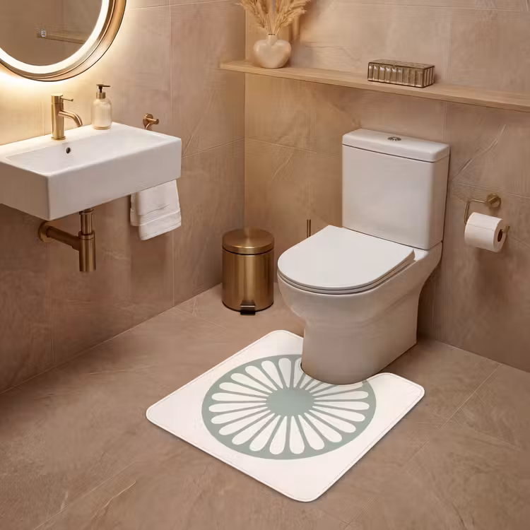 Wc Mat - Abstract - Patroon - Radiaal - Modern - Groen — 3