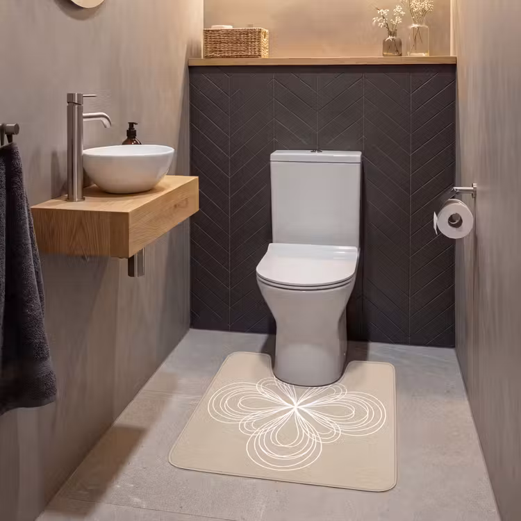 Wc Mat - Patroon - Lijnen - Abstract - Minimalistisch - Beige — 2
