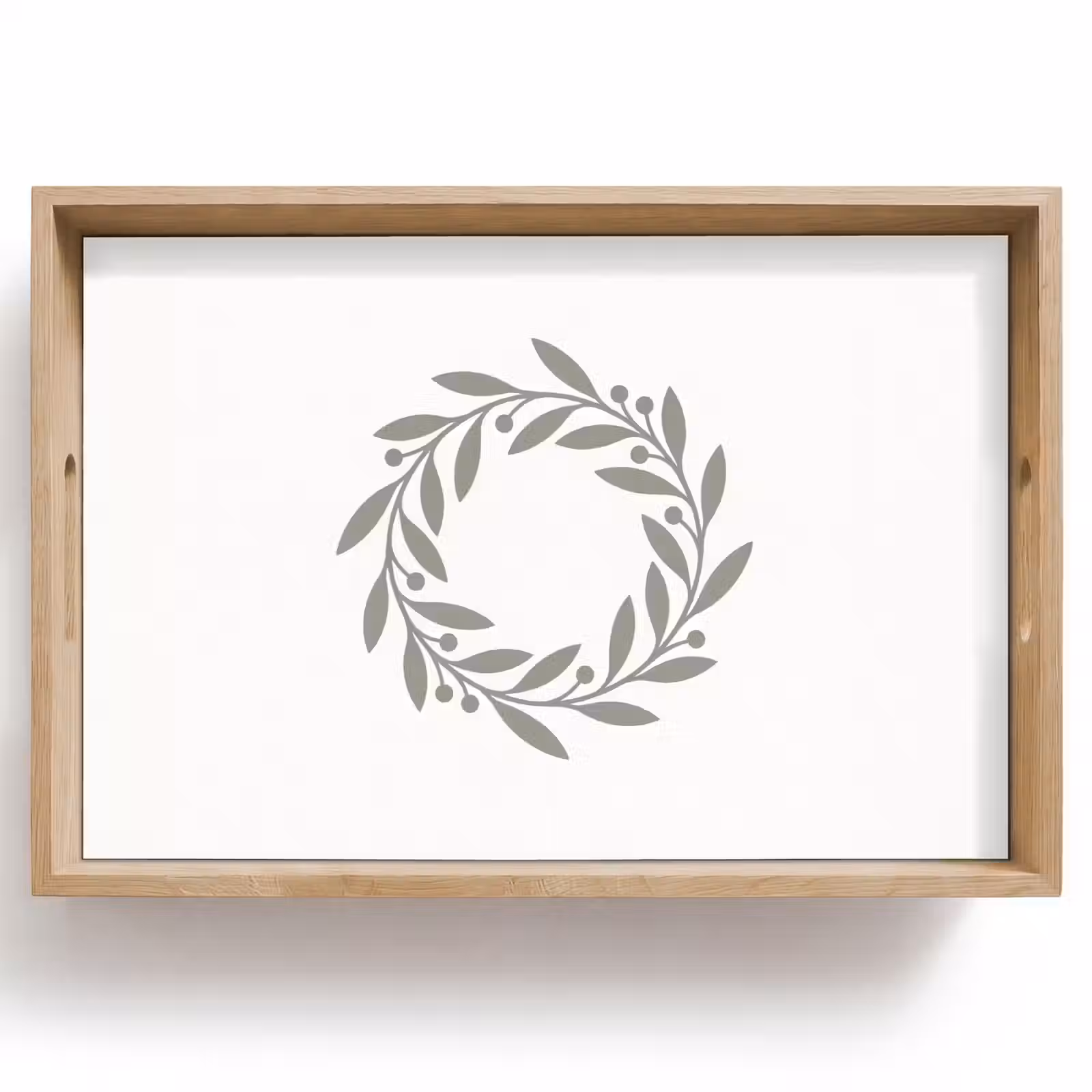 Dienblad - Krans - Bladeren - Natuur - Minimalistisch - Grijs — 1