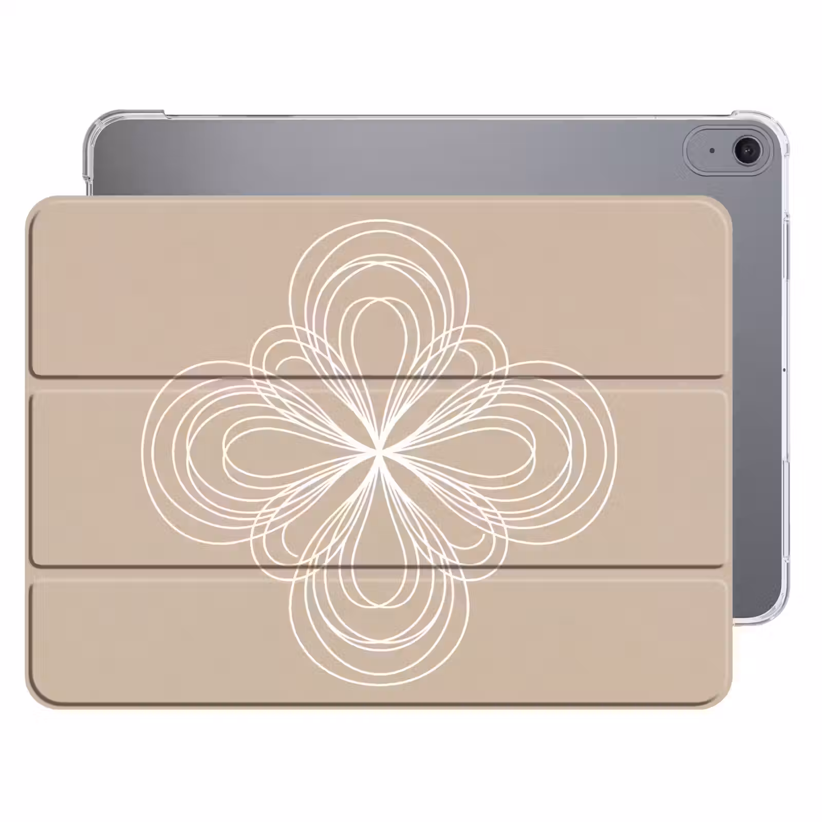 iPad hoes - Patroon - Lijnen - Abstract - Minimalistisch - Beige — 1