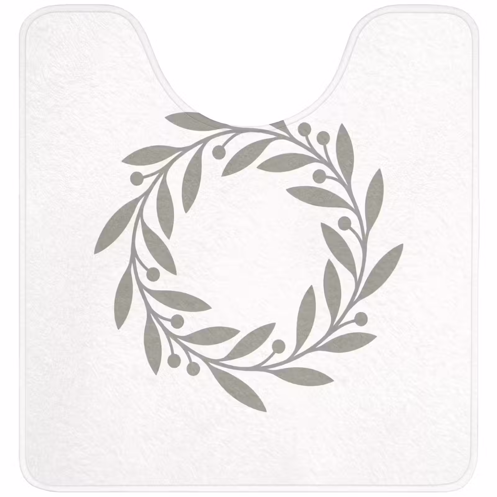 Wc Mat - Krans - Bladeren - Natuur - Minimalistisch - Grijs — 1