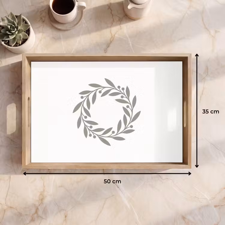 Dienblad - Krans - Bladeren - Natuur - Minimalistisch - Grijs — 9