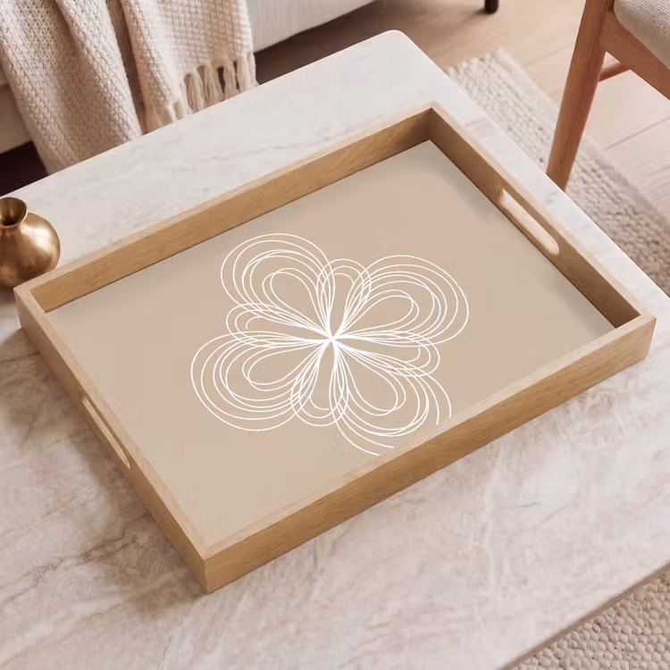 Dienblad - Patroon - Lijnen - Abstract - Minimalistisch - Beige — 2