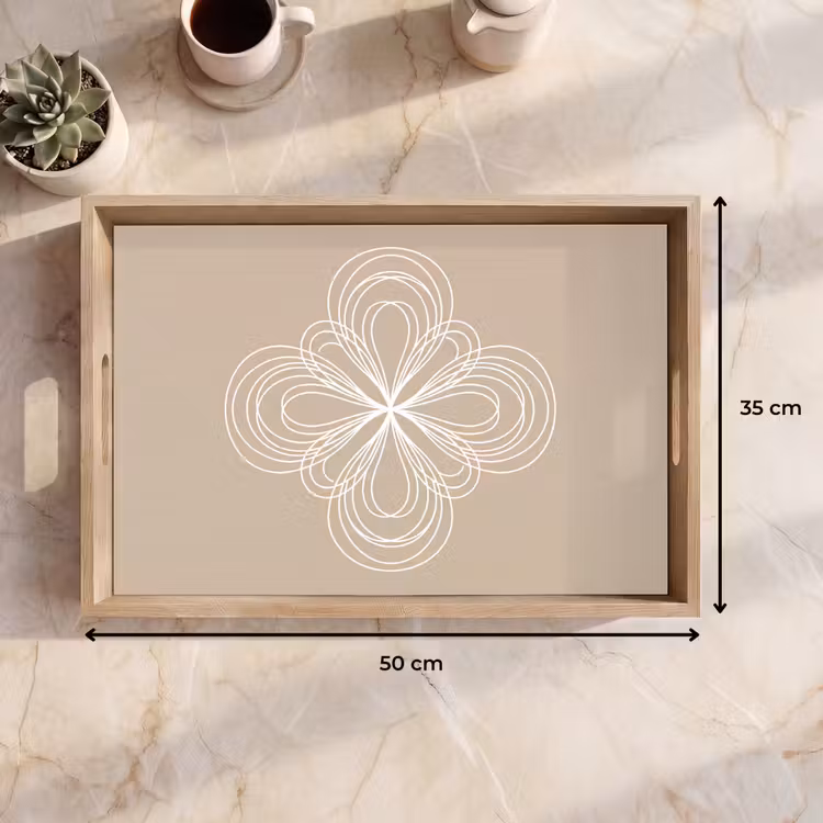 Dienblad - Patroon - Lijnen - Abstract - Minimalistisch - Beige — 9