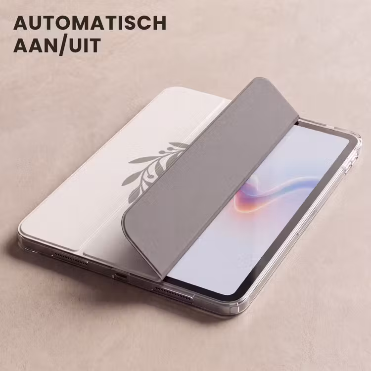 iPad hoes - Krans - Bladeren - Natuur - Minimalistisch - Grijs — 5