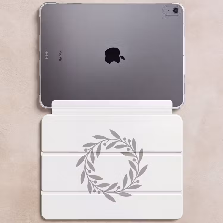 iPad hoes - Krans - Bladeren - Natuur - Minimalistisch - Grijs — 6