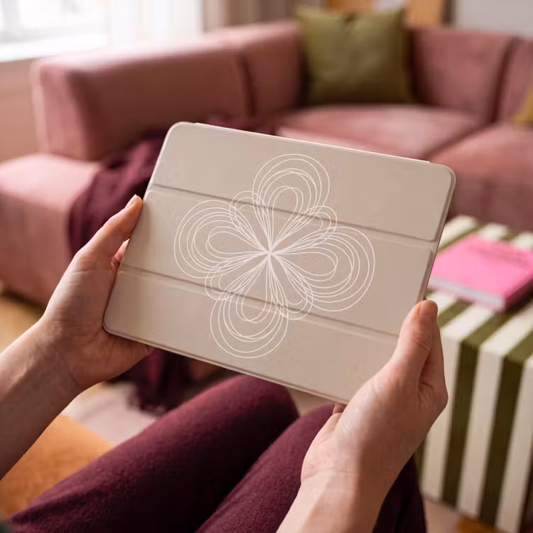 iPad hoes - Patroon - Lijnen - Abstract - Minimalistisch - Beige — 4