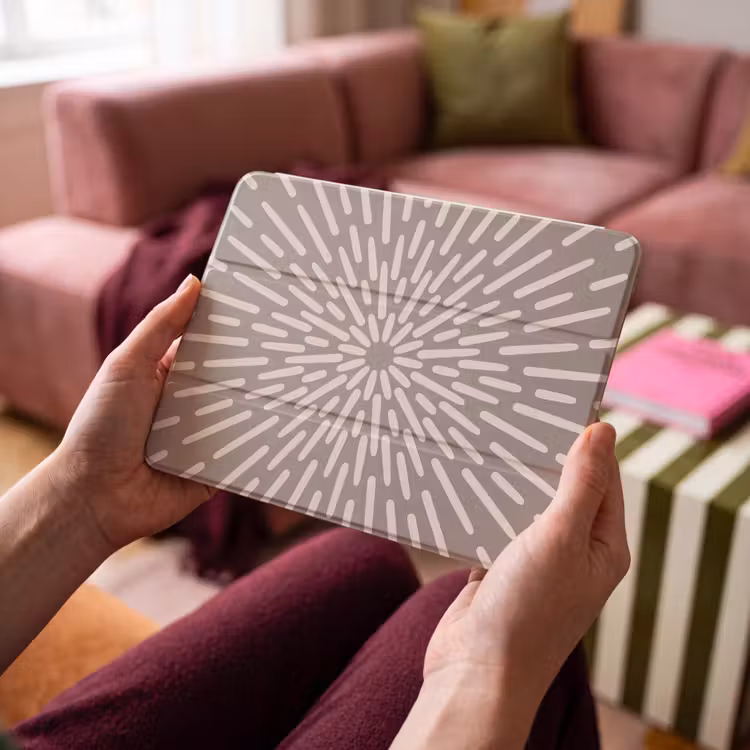 iPad hoes - Patroon - Stralen - Abstract - Modern - Grijs — 4