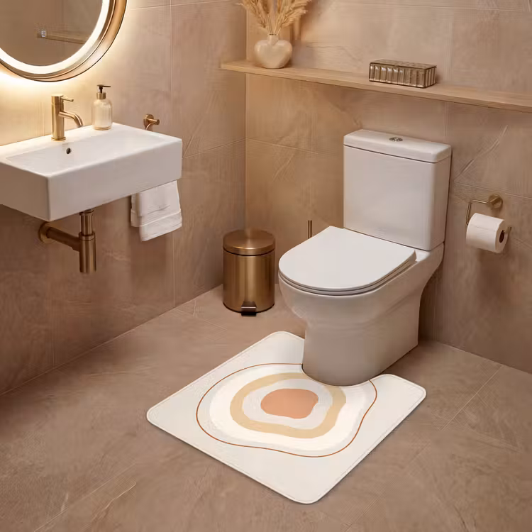 Wc Mat - Abstract - Organisch - Modern - Beige - Kunst — 3