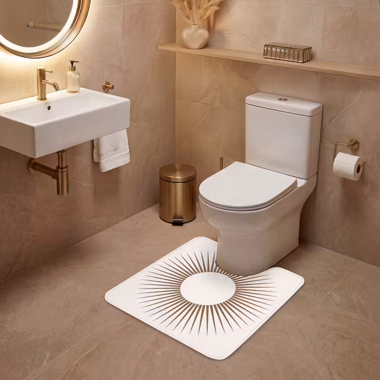 Wc Mat - Abstract - Zon - Symbool - Modern - Beige — 3
