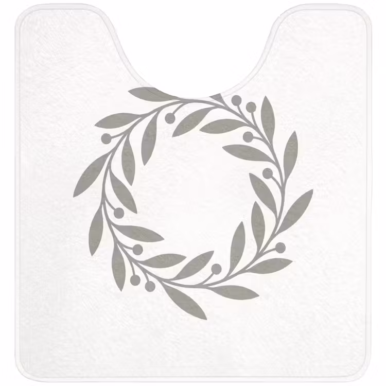 Wc Mat - Krans - Bladeren - Natuur - Minimalistisch - Grijs — 1