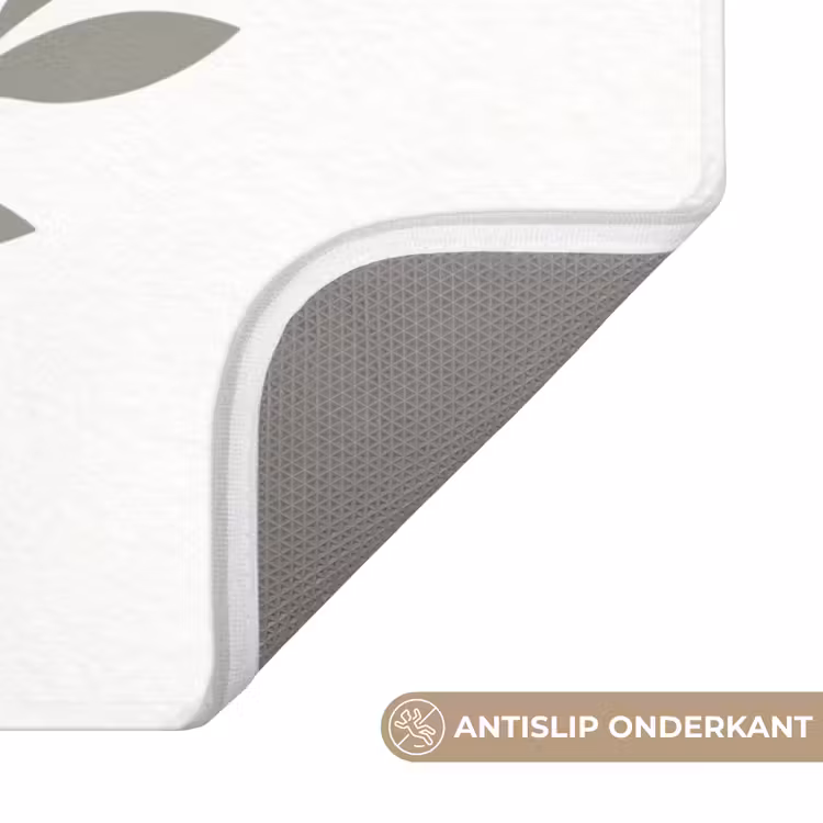 Wc Mat - Krans - Bladeren - Natuur - Minimalistisch - Grijs — 4