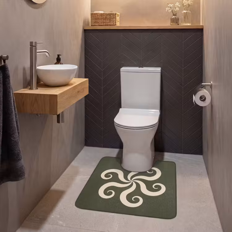 Wc Mat - Patroon - Spiraal - Abstract - Modern - Groen — 2