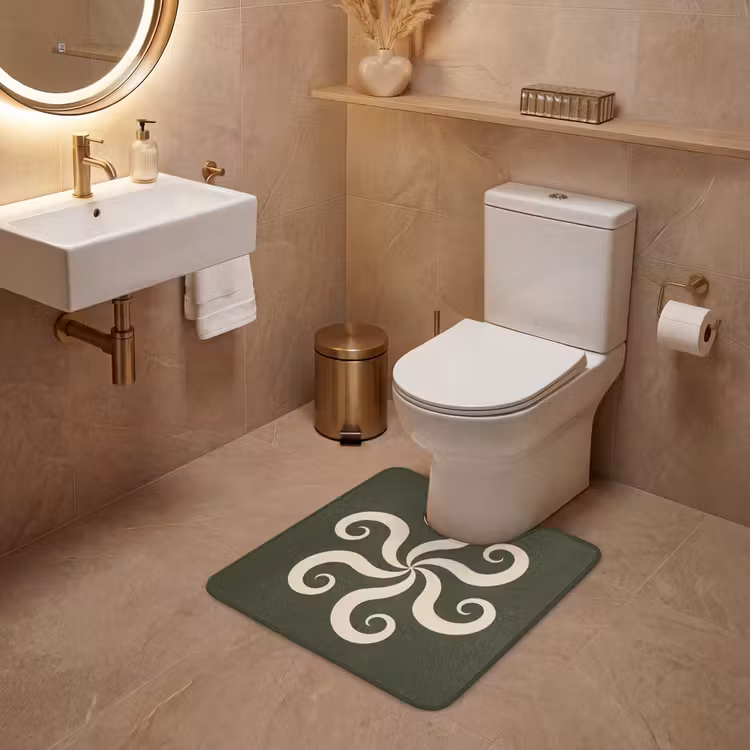 Wc Mat - Patroon - Spiraal - Abstract - Modern - Groen — 3