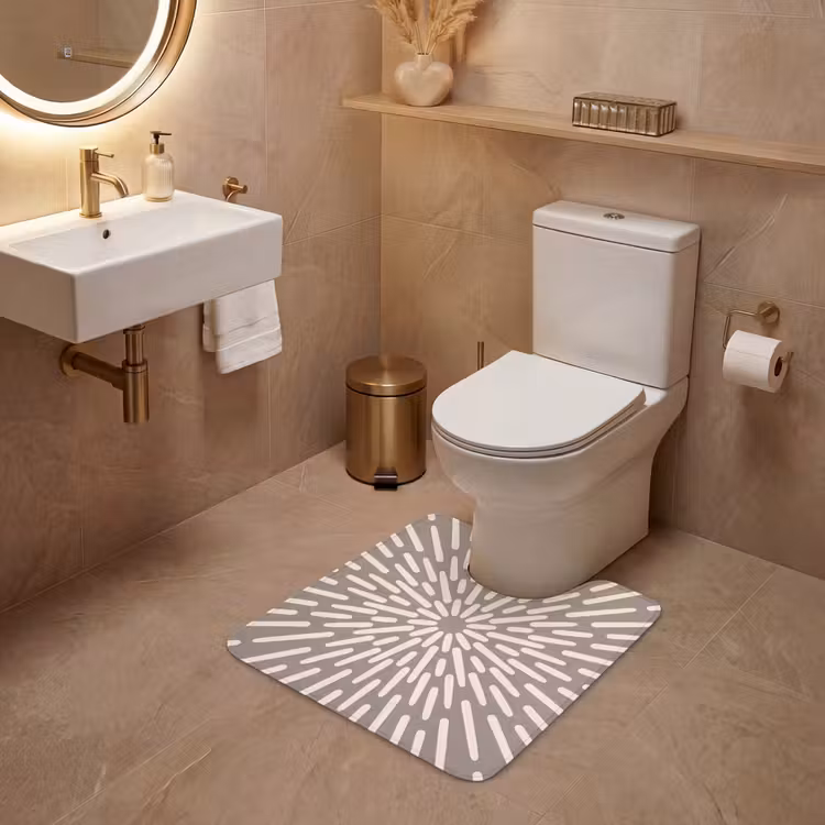 Wc Mat - Patroon - Stralen - Abstract - Modern - Grijs — 3
