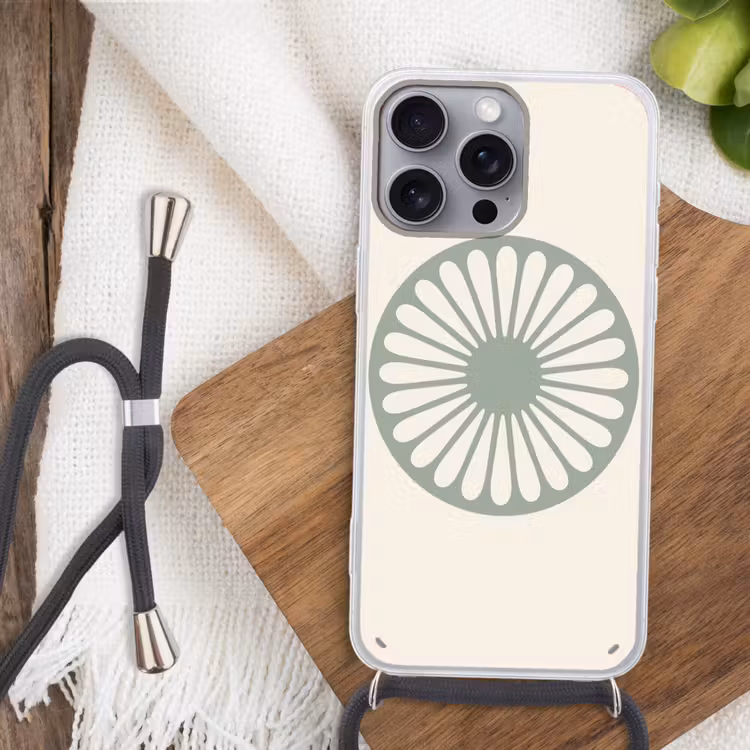 Telefoonhoesje met koord - Abstract - Patroon - Radiaal - Modern - Groen — 3