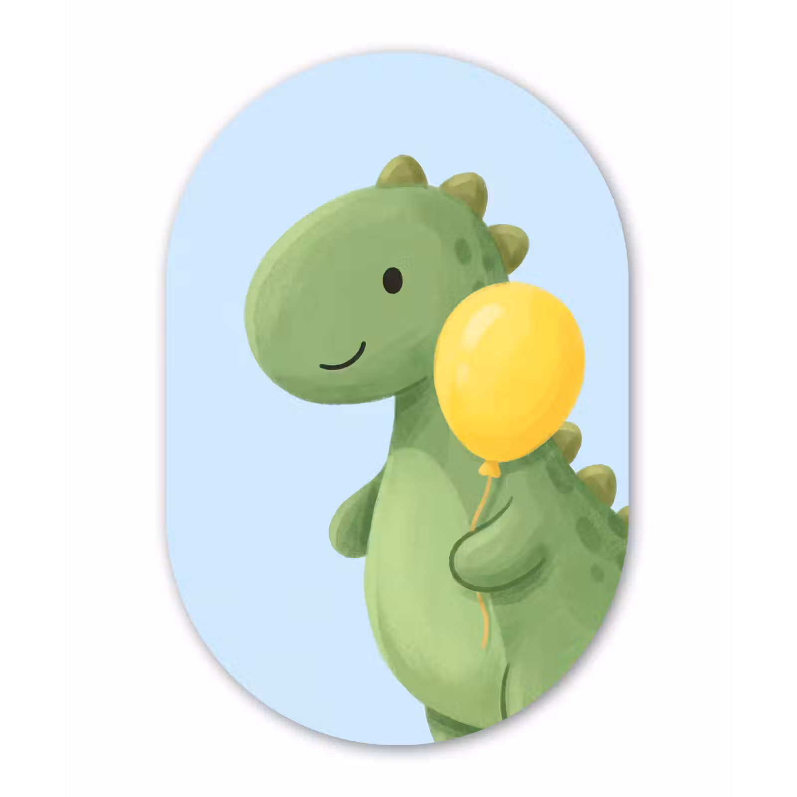 Muurovaal aluminium - Dinosaurus - Ballon - Kinderkamer - Illustratie - Groen — 1