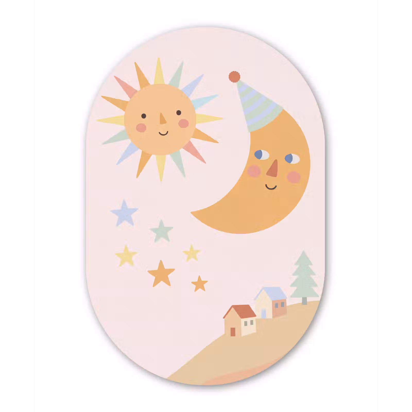 Muurovaal aluminium - Zon - Maan - Sterren - Kinderkamer - Pastel — 1