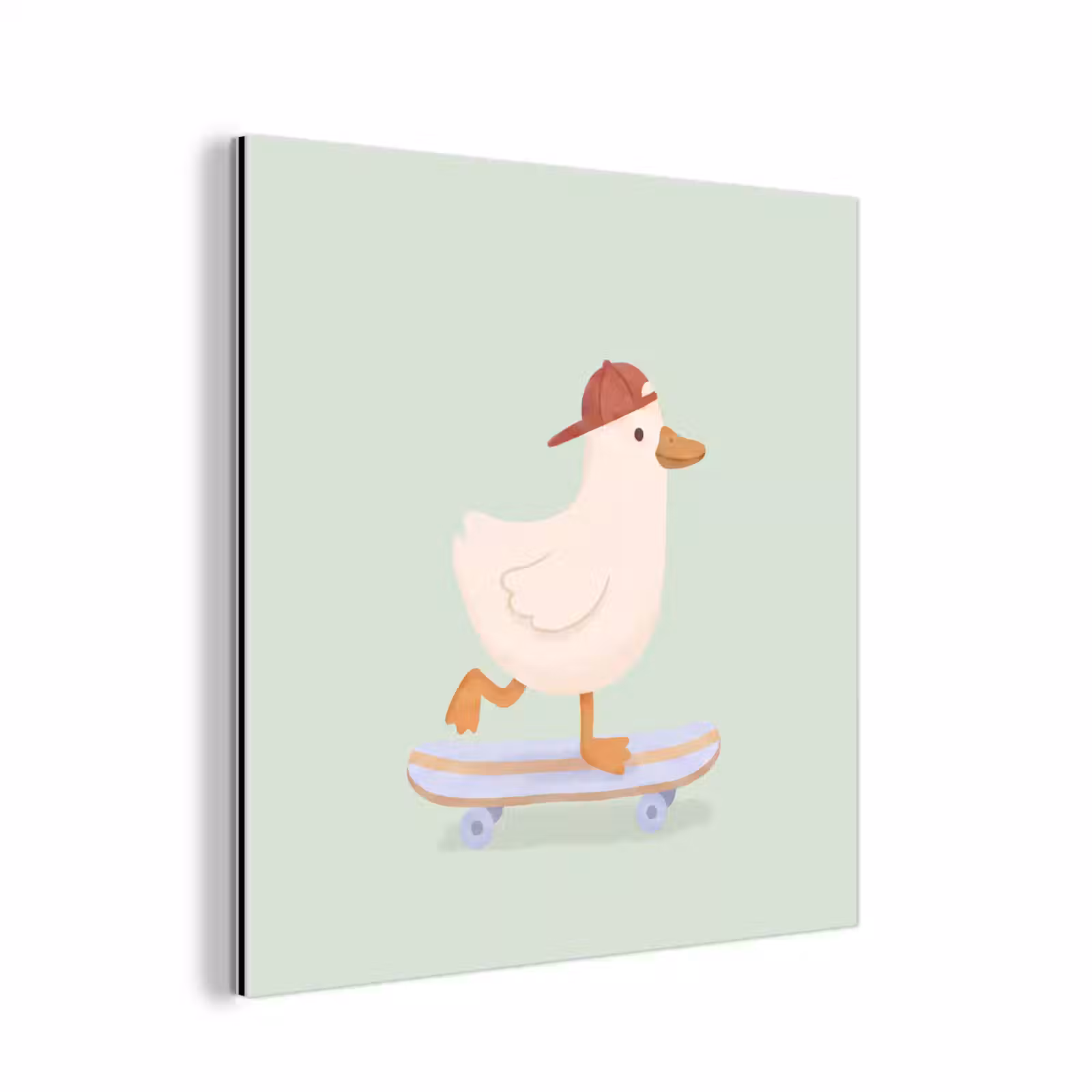 Aluminium schilderij - Vogel - Skateboard - Dieren - Cartoon - Speels — 1