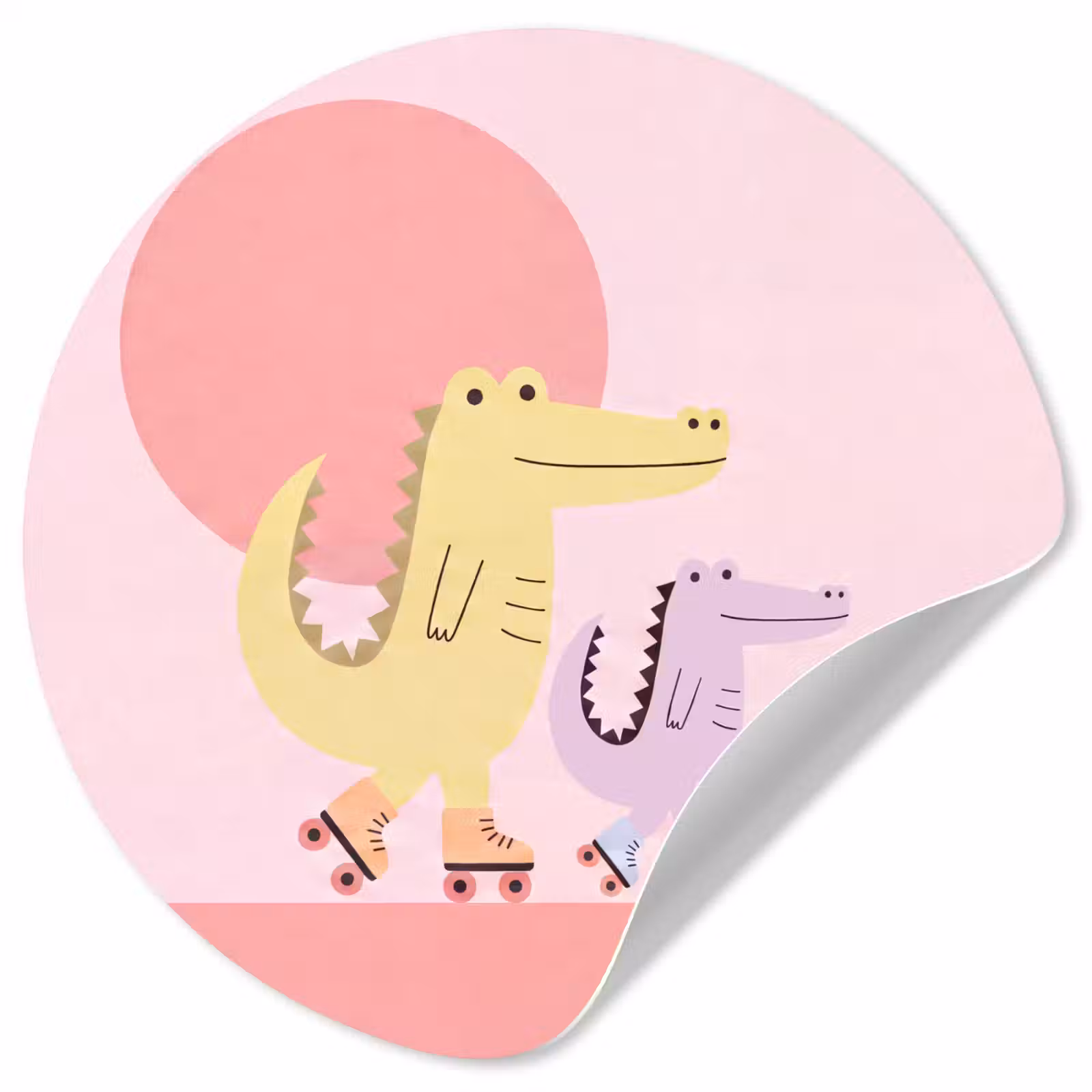 Behangcirkel - Dieren - Skaten - Illustratie - Speels - Roze — 1