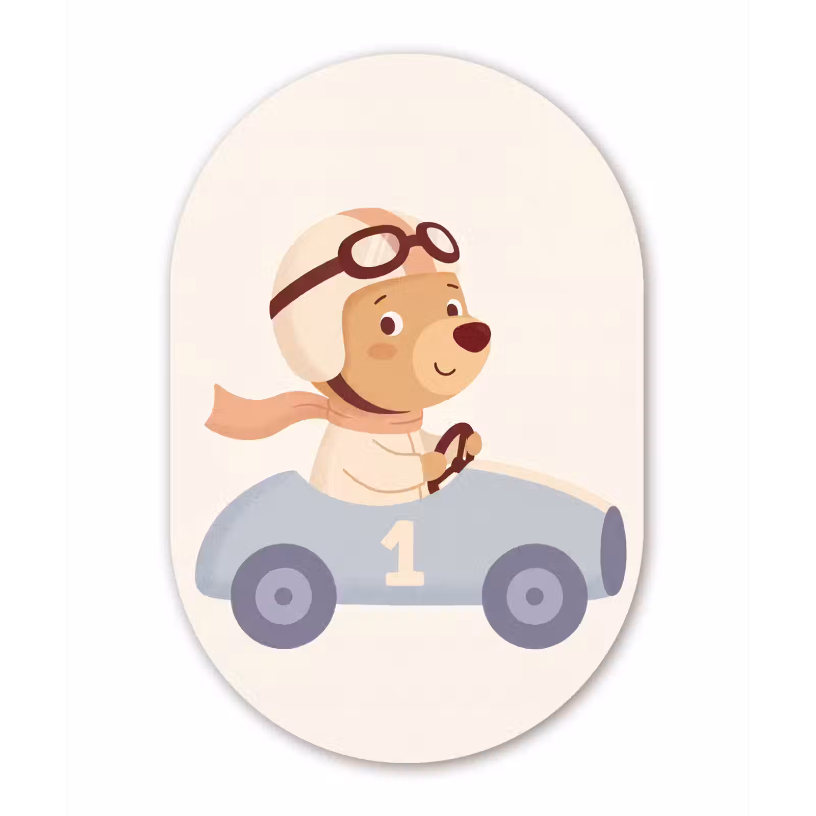 Muurovaal aluminium - Beer - Auto - Kinderkamer - Cartoon - Speels — 1