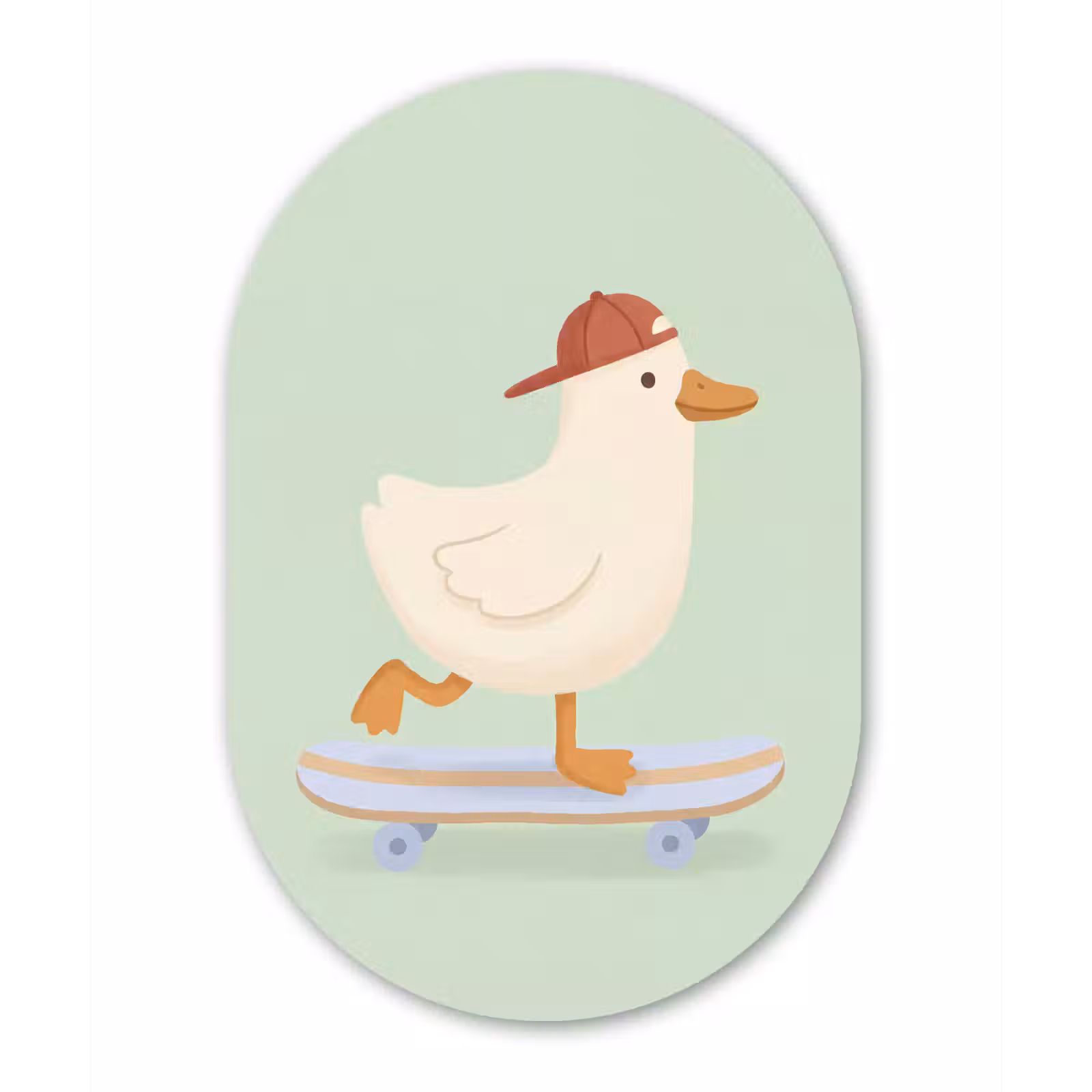 Muurovaal aluminium - Vogel - Skateboard - Dieren - Cartoon - Speels — 1