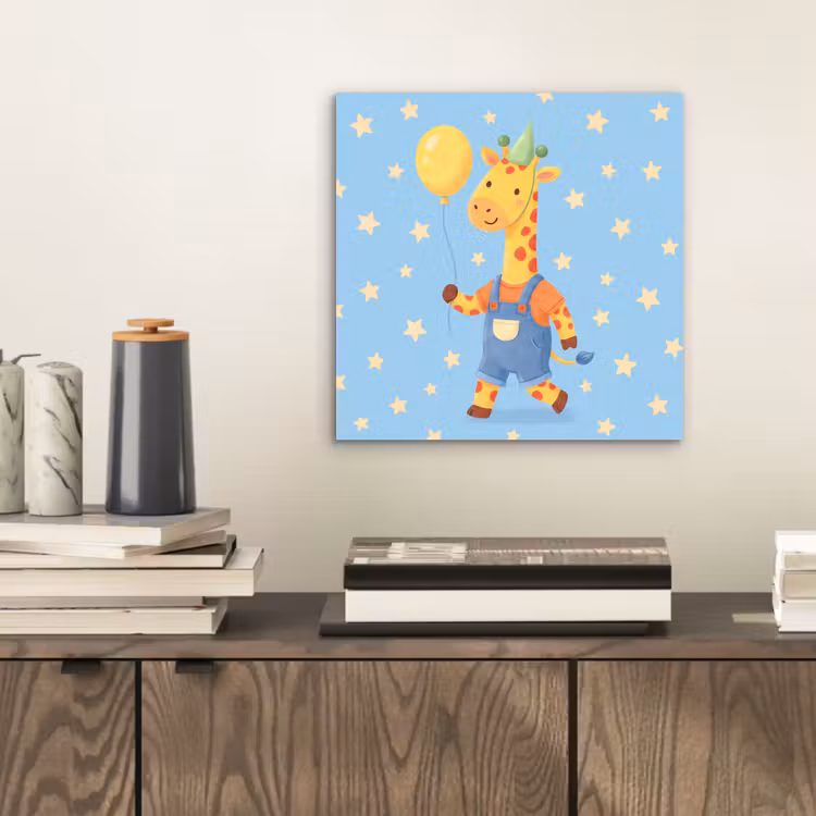 Aluminium schilderij - Dieren - Giraffe - Ballon - Feest - Kinderkamer — 2
