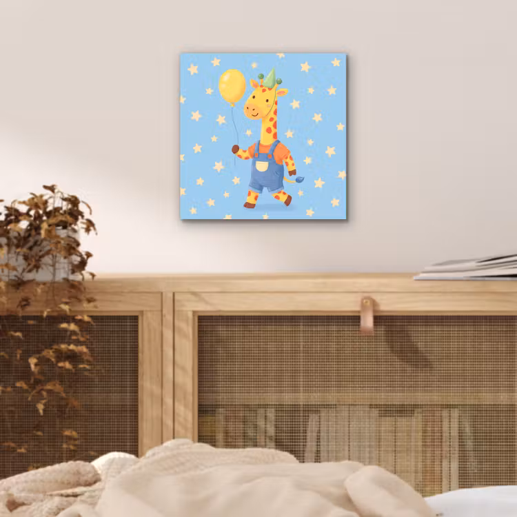 Aluminium schilderij - Dieren - Giraffe - Ballon - Feest - Kinderkamer — 4