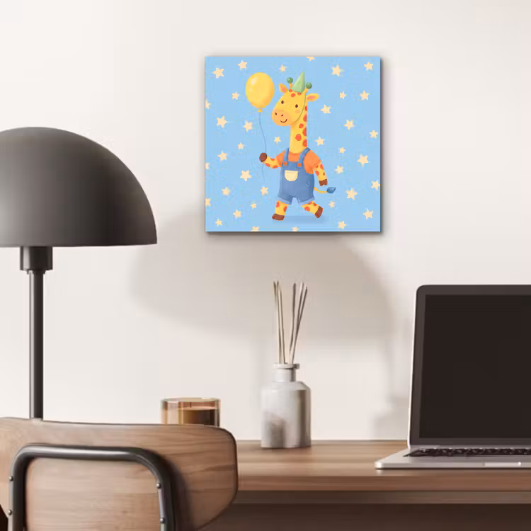 Aluminium schilderij - Dieren - Giraffe - Ballon - Feest - Kinderkamer — 6