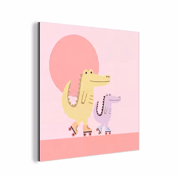 Aluminium schilderij - Dieren - Skaten - Illustratie - Speels - Roze — 1