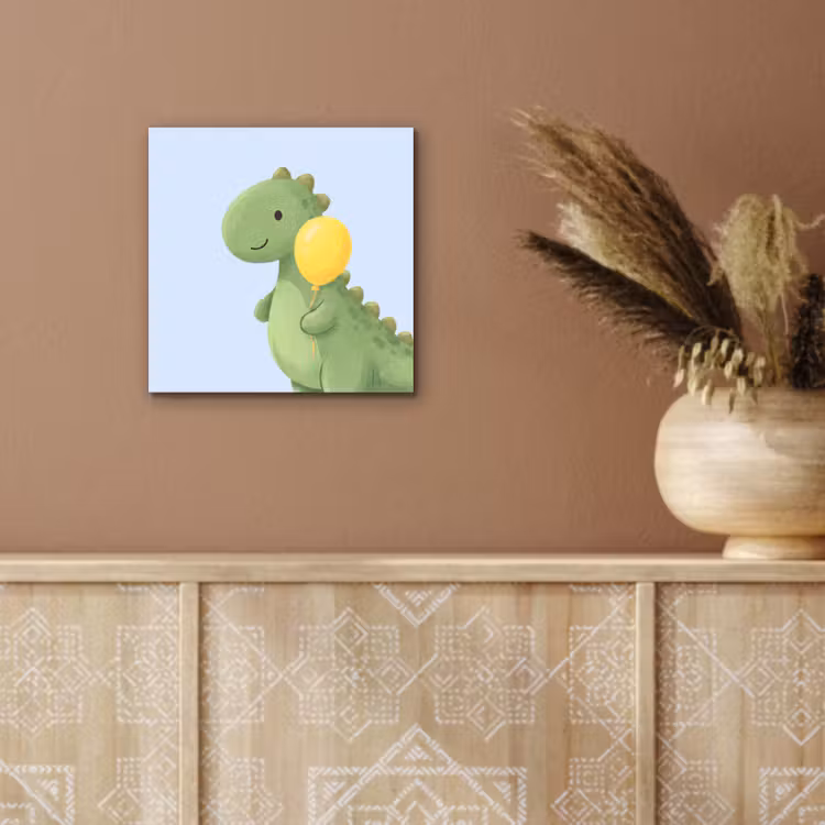 Aluminium schilderij - Dinosaurus - Ballon - Kinderkamer - Illustratie - Groen — 5