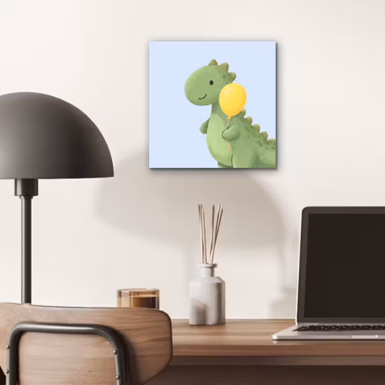 Aluminium schilderij - Dinosaurus - Ballon - Kinderkamer - Illustratie - Groen — 6