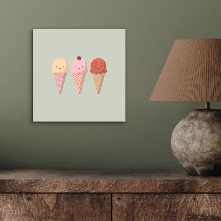 Aluminium schilderij - IJs - Hoorntjes - Eten - Illustratie - Vrolijk — 3