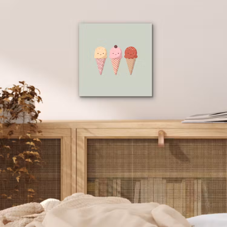 Aluminium schilderij - IJs - Hoorntjes - Eten - Illustratie - Vrolijk — 4