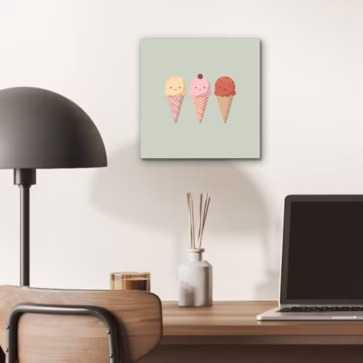 Aluminium schilderij - IJs - Hoorntjes - Eten - Illustratie - Vrolijk — 6
