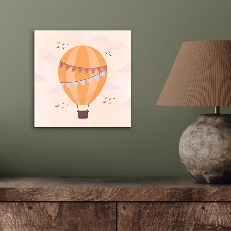 Aluminium schilderij - Luchtballon - Slingers - Avontuur - Illustratie - Oranje — 3