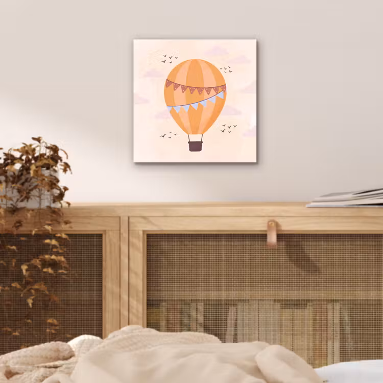 Aluminium schilderij - Luchtballon - Slingers - Avontuur - Illustratie - Oranje — 4