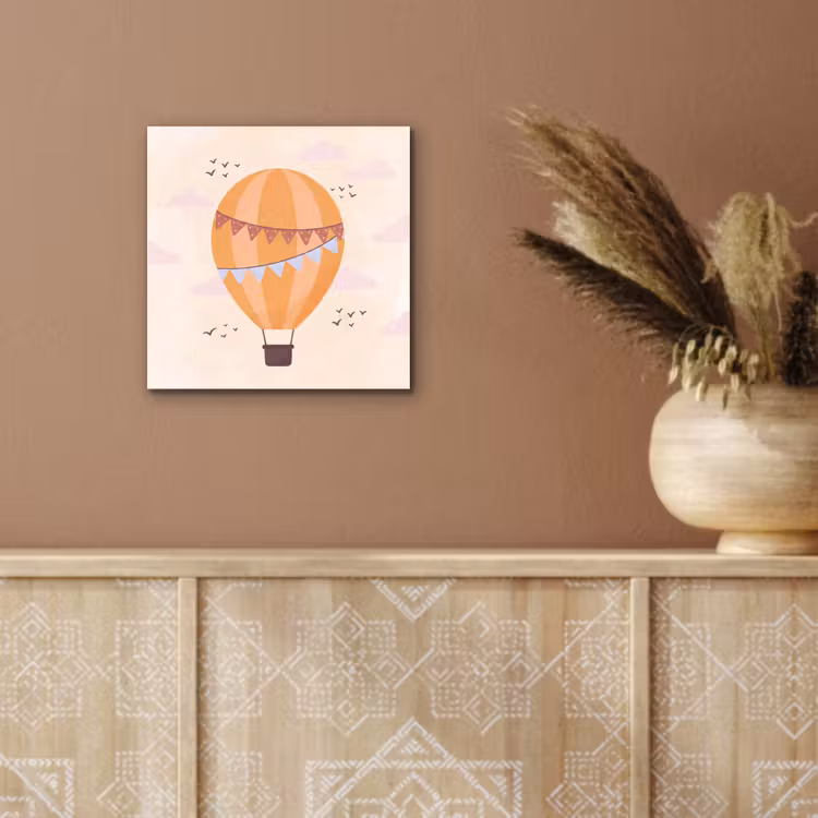 Aluminium schilderij - Luchtballon - Slingers - Avontuur - Illustratie - Oranje — 5