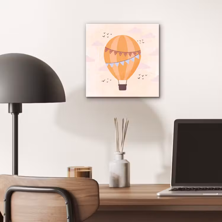 Aluminium schilderij - Luchtballon - Slingers - Avontuur - Illustratie - Oranje — 6