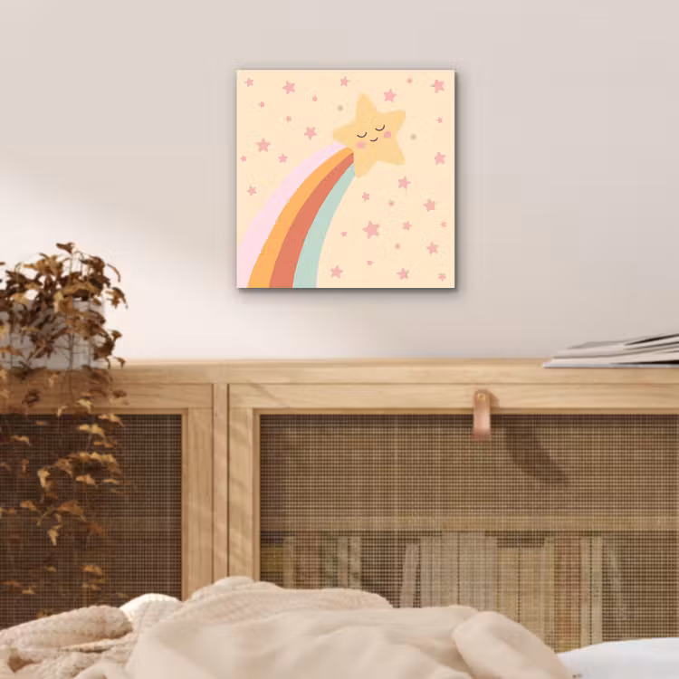 Aluminium schilderij - Ster - Regenboog - Nacht - Illustratie - Pastel — 4