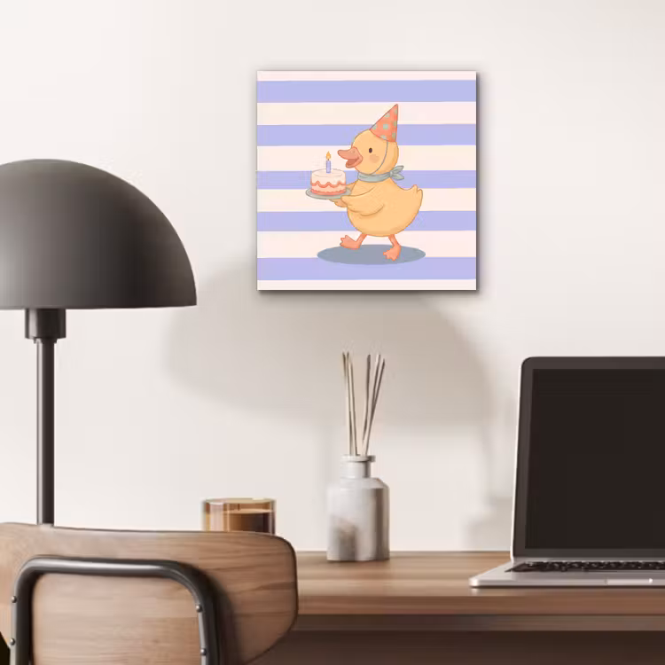 Aluminium schilderij - Vogel - Feest - Taart - Kinder - Illustratie — 6
