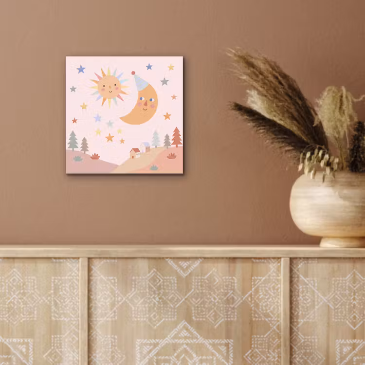 Aluminium schilderij - Zon - Maan - Sterren - Kinderkamer - Pastel — 5
