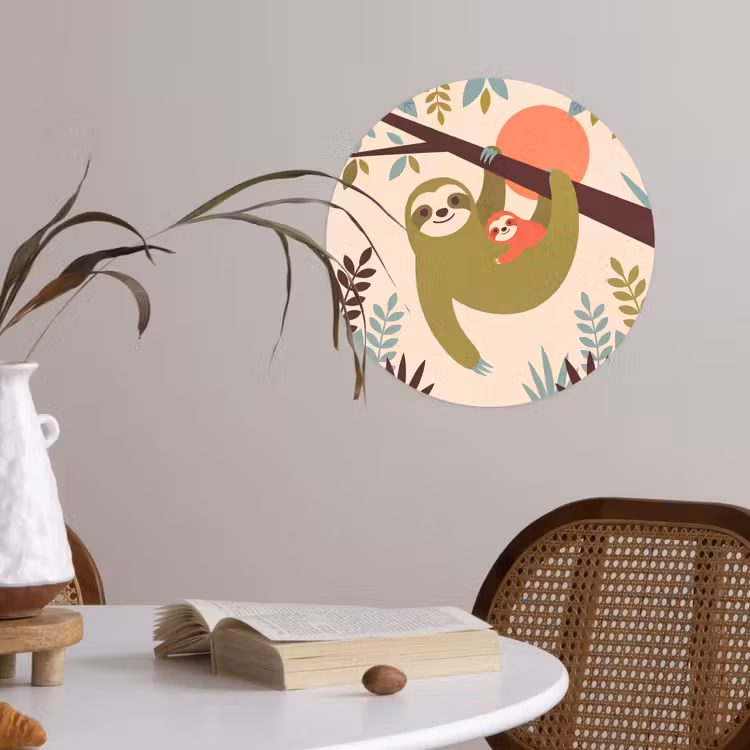 Behangcirkel - Dieren - Moeder - Baby - Natuur - Groen — 4
